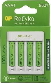 GP E411 USB ŞARJ CİHAZ + 4 ADET AAA 950 MAH ŞARJLI İNCE KALEM PİL