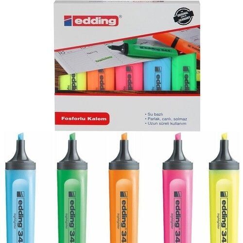 EDDİNG 344 FOSFORLU KALEM 5 RENK