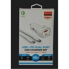 MEGATECH T05M45-T 45W PD USB ARAÇ ÇAKMAKLIK ŞARJ BAŞLIĞI TYPE C TO TYPE C KABLO