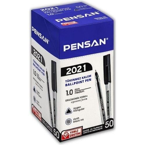 PENSAN 2021 SİYAH ÜÇGEN TÜKENMEZ KALEM 1.0 MM 50Lİ PK
