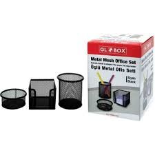 GLOBOX METAL OFİS SETİ SİYAH 3LÜ