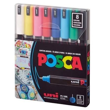 UNİ-BALL POSCA MARKÖRÜ PC-1MR 8C ANA RENK 8 Lİ