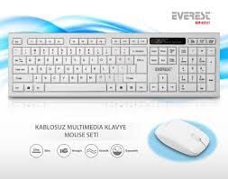 EVEREST KM-6121 BEYAZ KABLOSUZ Q KLAVYE+MOUSE SET