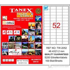 TANEX TW-2052 46,4x21,2MM HAZIR 100LU ETIKET
