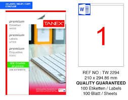TANEX TW-2294 210x294,86MM HAZIR 100 LU ETIKET