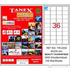 TANEX TW-2036 45x30MM HAZIR 100LU ETIKET