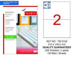 TANEX TW-2102 210x148,5MM HAZIR 100LU ETIKET