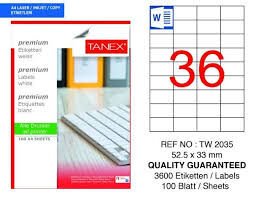 TANEX TW-2035 52,5x33MM HAZIR 100LU ETIKET