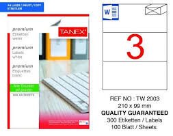 TANEX TW-2003 210x99MM HAZIR 100LU ETIKET