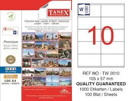 TANEX TW-2610 105x57MM HAZIR 100LU ETIKET