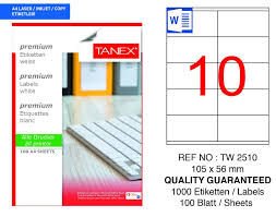 TANEX TW-2510 105x56MM HAZIR 100LÜ ETIKET