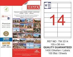 TANEX TW-2514 105x38MM HAZIR 100LU ETIKET