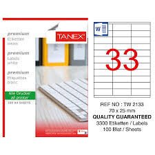 TANEX TW-2133 70x25MM HAZIR 100LU ETIKET