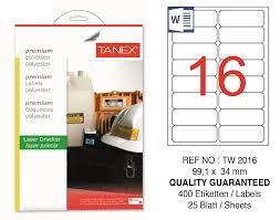 TANEX TW-2016 POLYSTR 25LI 99.1x34MM HAZIR ETIKET