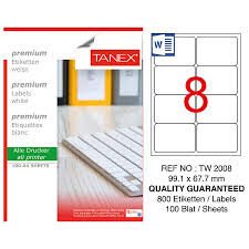 TANEX TW-2008 TRNSP 25LI 99,1x67,7MM HAZIR ETIKET