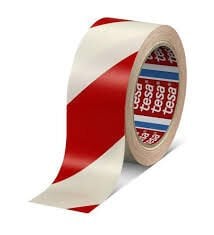 TESA YER İŞARETLEME ÇİZGİLİ İKAZ BANTI KIRMIZI BEYAZ