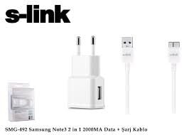S-LİNK SMG-492 2000mA NOTE 3 ŞARZ KABLO-PRİZ
