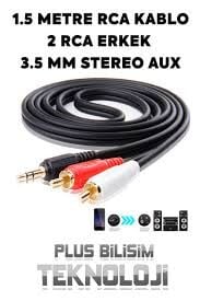 STEREO LALE KABLO SES SİSTEMİ KABLOSU 1.5M 2RCA ERKEK KABLO 3.5MM SİYAH
